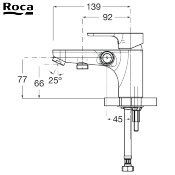 ROCA A5A0509C00 L20 - MITIGEUR BAIN/DOUCHE MONOTROU. CHROMÉ.