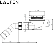 LAUFEN H2951270000001 Bonde pour receveur, DN 50, vidage 90mm.