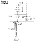 PR-ROCA A5A0507C00 MONODIN-N. Mitigeur Bain-douche monotrou. Chromé.