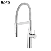 ROCA A5A8A4DC00 GLERA PRO - Mitigeur vier douchette extractible, Bec tube chrom, Corps chrom.