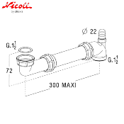 NICOLL 0204183 Sortie arrière pour siphon évier 1 cuve.