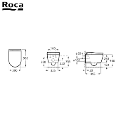 ROCA A803060001 IN-WASH - Cuvette de WC lavant suspendue en porcelaine vitrifiée sans bride Rimless. Avec sortie horizontale.