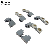 ROCA AM99251602 VICTORIA PP - PAROI DE DOUCHE BLANCHE - SUPPORTS ROULETTES ET CHARNIÈRES GRISES.