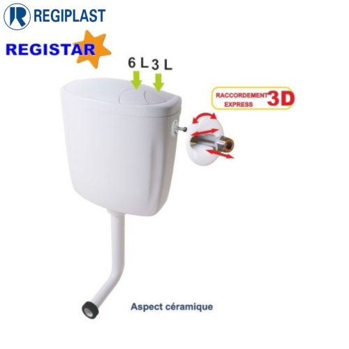 REGIPLAST 2151 REGISTAR Réservoir Semi-Bas à commande double débit 3/6 litres.