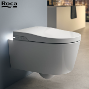 ROCA A803060001 IN-WASH - Cuvette de WC lavant suspendue en porcelaine vitrifiée sans bride Rimless. Avec sortie horizontale.