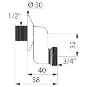 DELABIE 852027.2P Raccord M 1/2" X F 3/4" excentré contre-coudé de 32 mm.