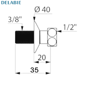 DELABIE 845312.2P Raccord droit Mural L 350 mm, M3/8" - F1/2".