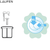 LAUFEN H8913630000001 JIKA BOUTON POUSSOIR 3/6 LITRES.