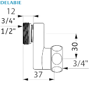 DELABIE 853220.2P Raccord M 1/2" ou M 3/4" X F 3/4" Excentré de 35 mm.