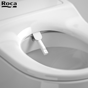 ROCA A803060001 IN-WASH - Cuvette de WC lavant suspendue en porcelaine vitrifiée sans bride Rimless. Avec sortie horizontale.