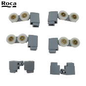 ROCA AM99251602 VICTORIA PP - PAROI DE DOUCHE BLANCHE - SUPPORTS ROULETTES ET CHARNIÈRES GRISES.