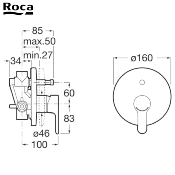 ROCA A5A0A09C00 L20 - MITIGEUR BAIN DOUCHE À ENCASTRER. CHROMÉ.