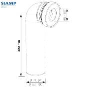 SIAMP 92 2003 00 Pipe longue d'évacuation femelle-mâle coudée à 90°.